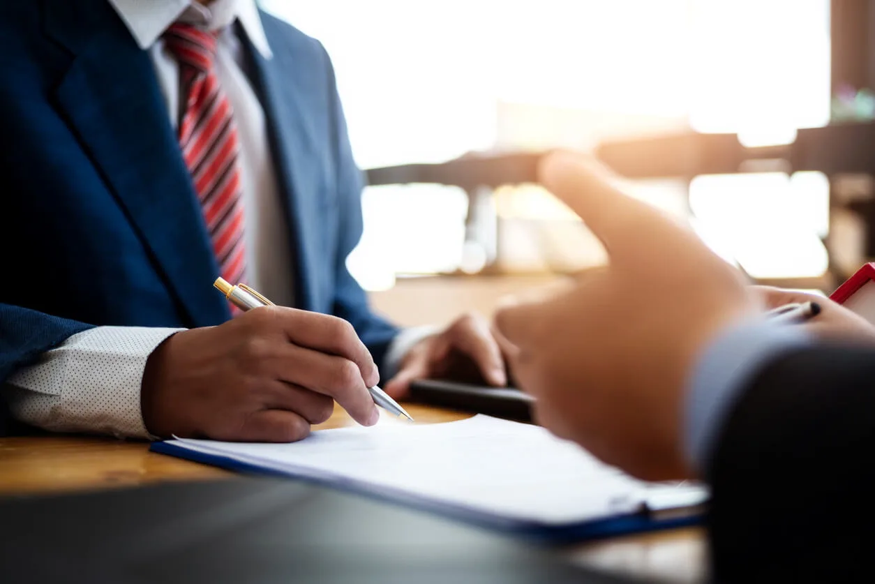 Client meeting with personal injury attorney