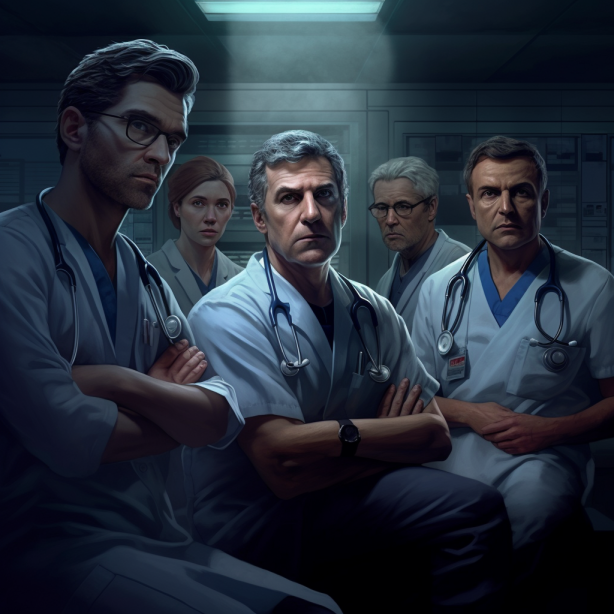 Animated image of doctors in a hospital room