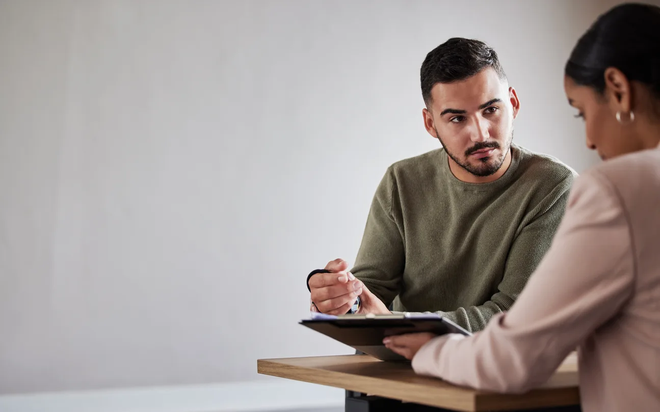 personal injury client with lawyer