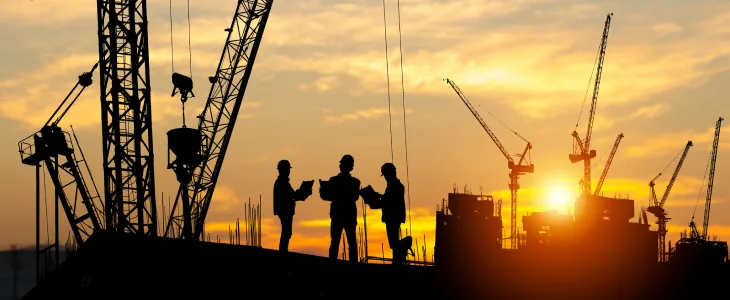 Construction site in the sunset