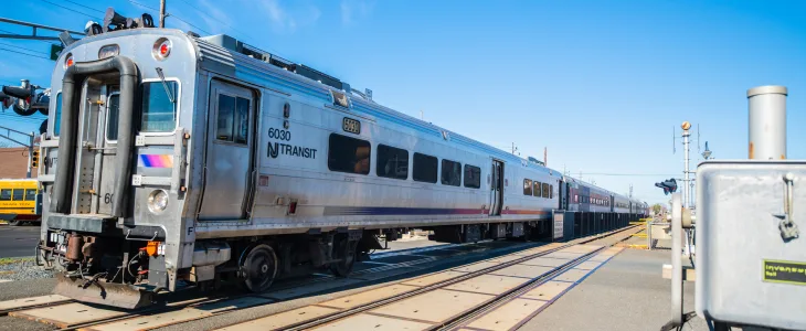 NJ Transit train on the tracks