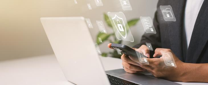 Person using data privacy to ensure security on computer