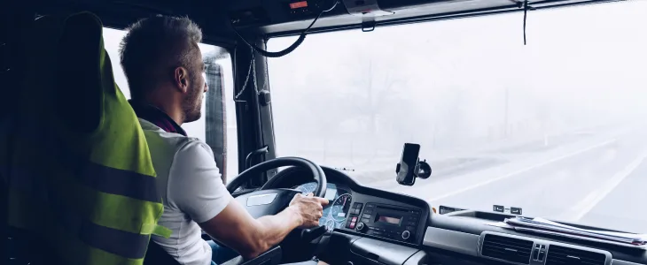 Driver of a truck on the road.