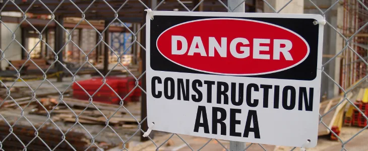 Danger Construction Area on a sign