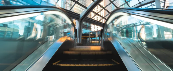 Escalator in a commercial building